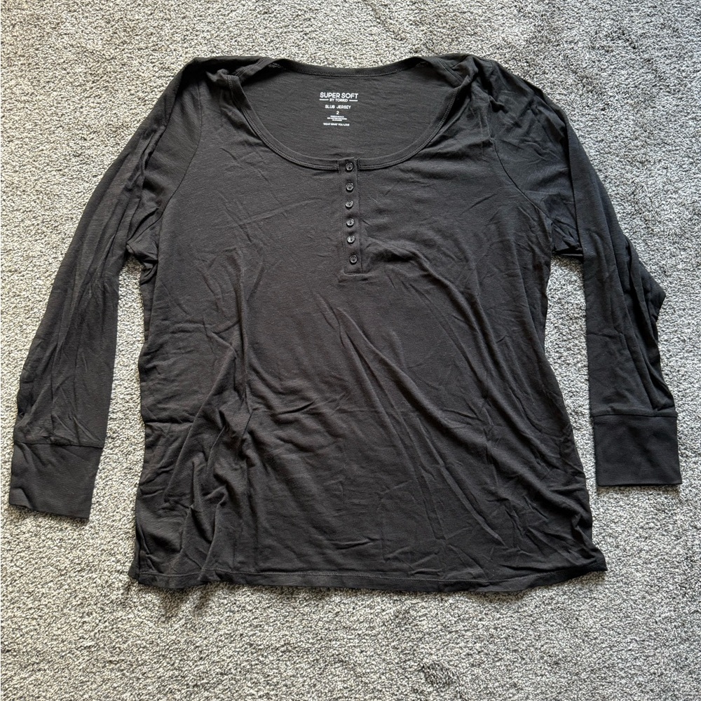 Torrid Black Button-Front Long Sleeve Top